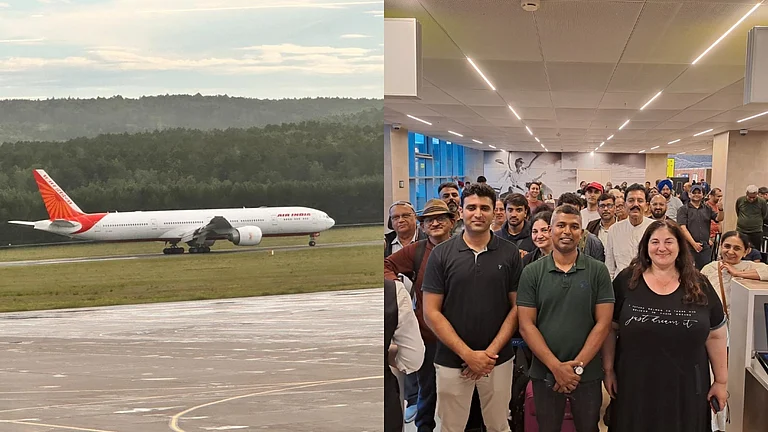 The Air India rescue flight landed in San Francisco early on Saturday. |  - X/@IndEmbMoscow